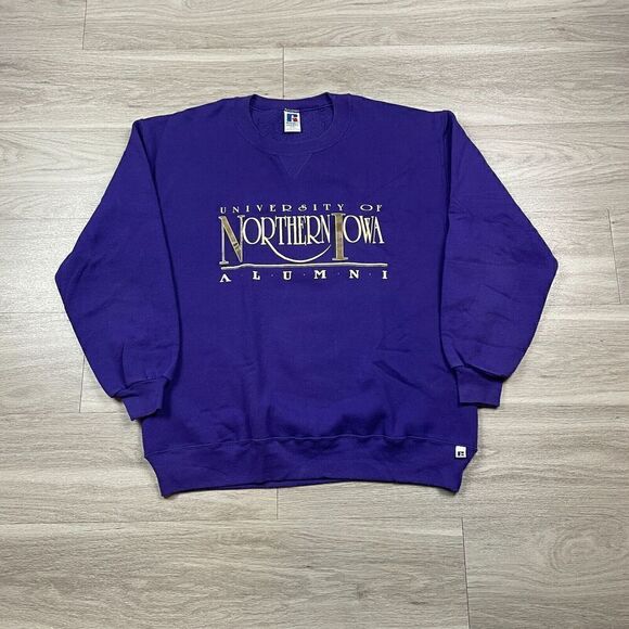Vintage Russell Athletic Sweatshirt Mens 2XL Purple University of Iowa 90s - Picture 1 of 9